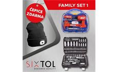 SET 1 Gola sada TOOL SET PLUS 108 + Dětské nářadí KIDS 12 + Čepice s čelovkou B-HAT, černá SIXTOL