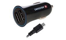 Autoadaptér SWISSTEN 12-24V 2x USB + kabel micro USB 2,4A