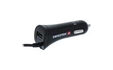 Autoadaptér SWISSTEN 12-24V USB + USB-C kabel 115cm 2,4A